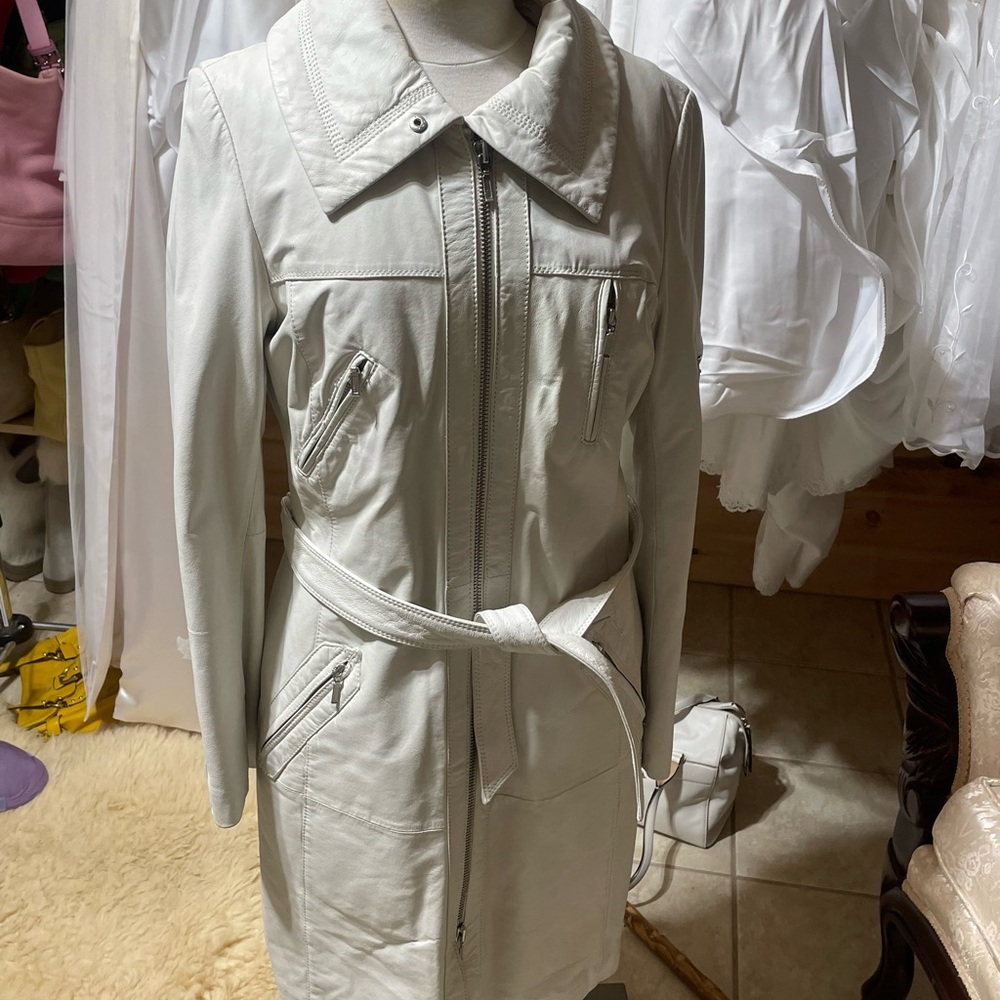 Danier white leather coat